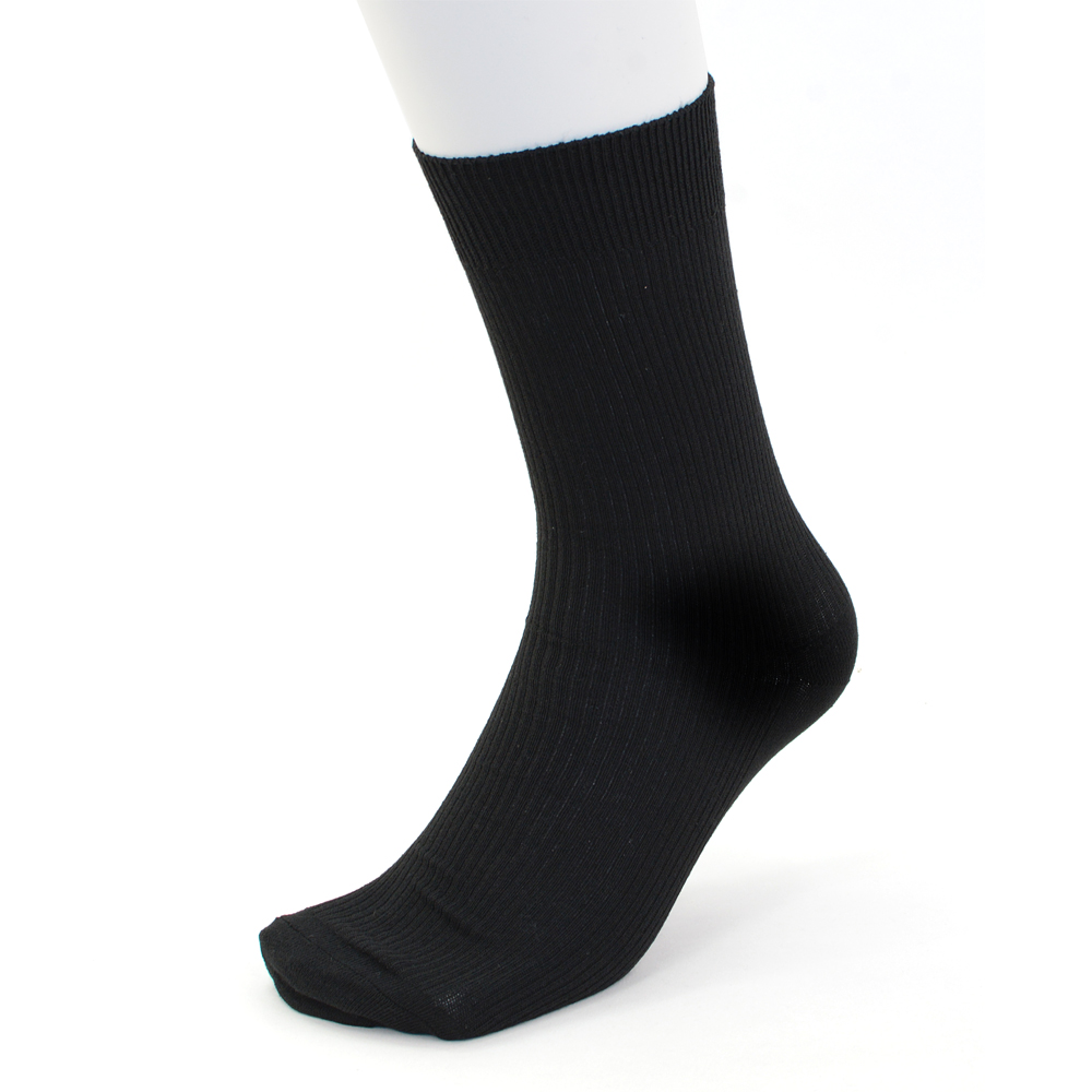 5足【Munsingwear】紳士靴下 リブソックス 黒 クルー丈25〜27 Munsingwear クルー丈 ライン入りリブソックス【返品不可商品