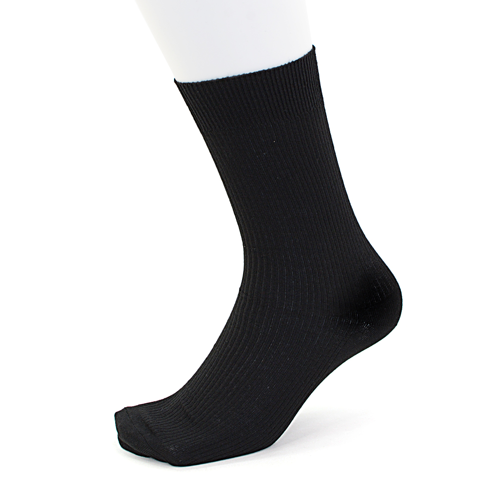 5足【Munsingwear】紳士靴下 リブソックス 黒 クルー丈25〜27 Munsingwear クルー丈 ライン入りリブソックス【返品不可商品