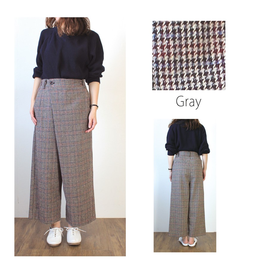 50％OFFクーポン対象 ワイドパンツ タックパンツ レディース グレン