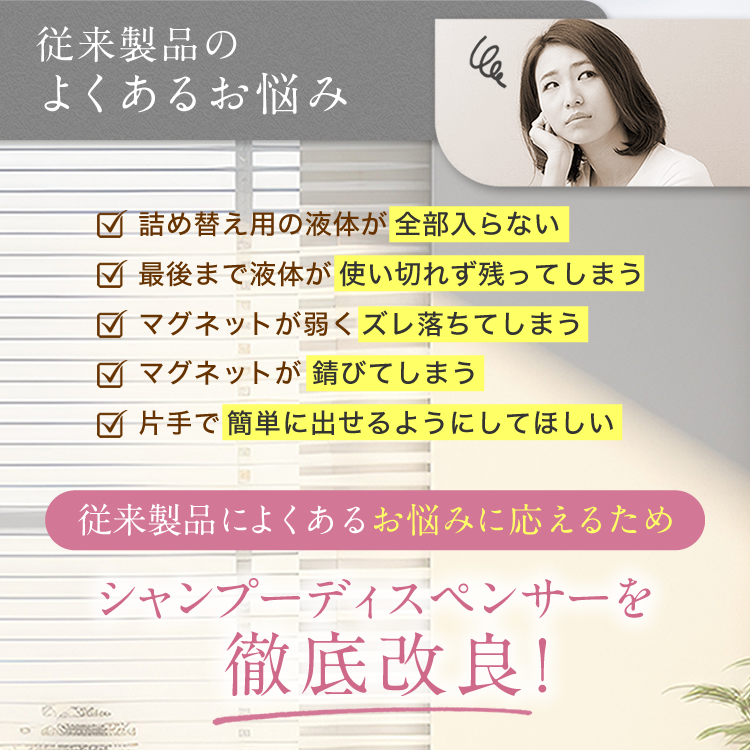 シャンプーディスペンサー シャンプーボトル マグネット 詰め替えボトル 強力 壁掛け 壁 簡単レバー方式 磁石 大容量 プレゼント ギフト yurila (3本セット) 関連画像5