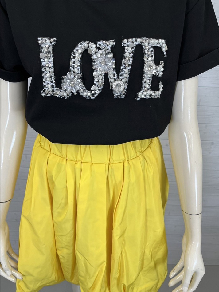 新品　ミエーレグランデ　ラブビジューＴシャツ　ハートレース付け襟付き miele grande ミエーレ グランデ LOVE ビジュー Tシャツ シャツ