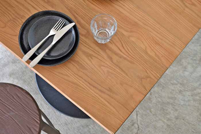 3010 スクエアテーブル 75×60 天然木 エルム無垢材 ブラックスチール