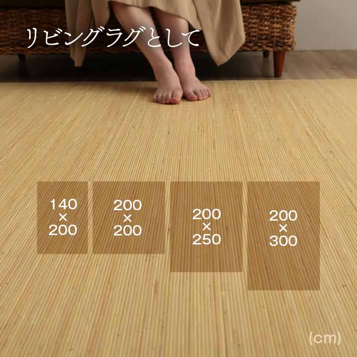 籐 むしろ ラグ カーペット 約200×300cm ラタン 自然素材 アジアン