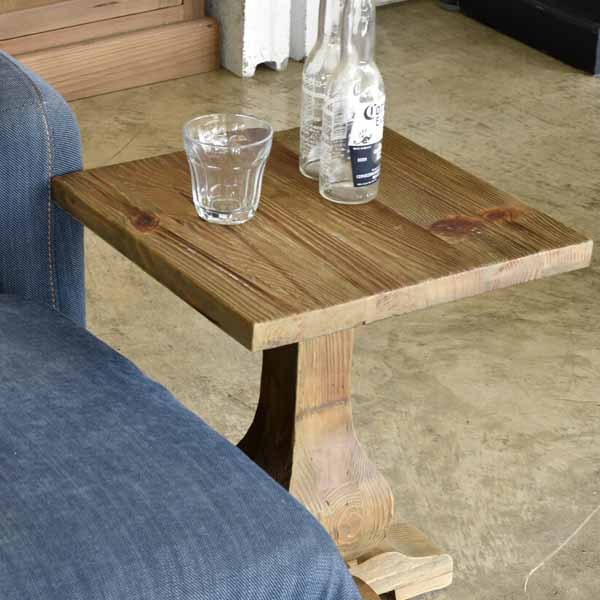 サイドテーブル ラコン パイン古材 天然木 無垢 エイジング加工