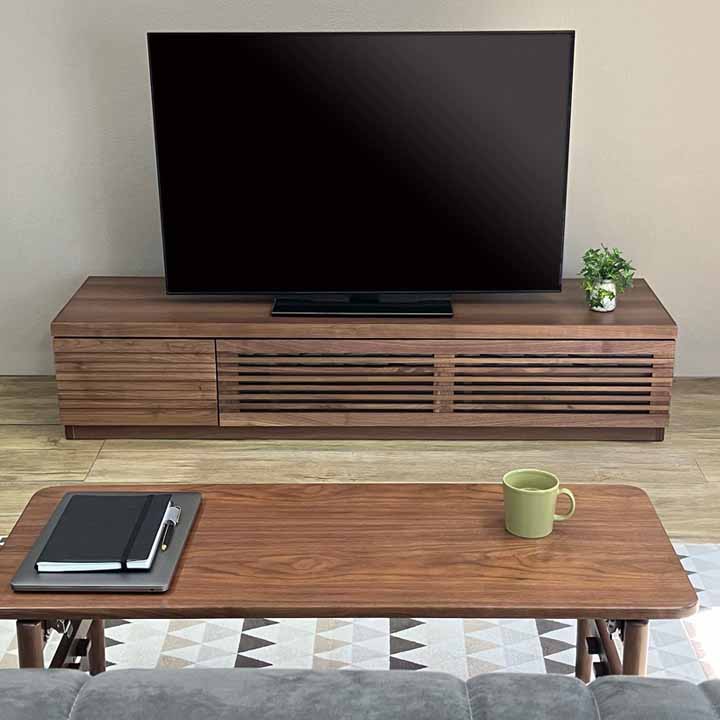 開梱設置サービス付 TVボード 幅150cm 天然木無垢材 ウォールナット材
