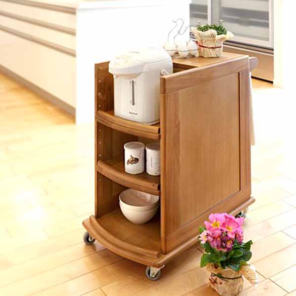 曙工芸製作所 キッチンワゴン 天然木 ダイニングワゴン ワゴンテーブル