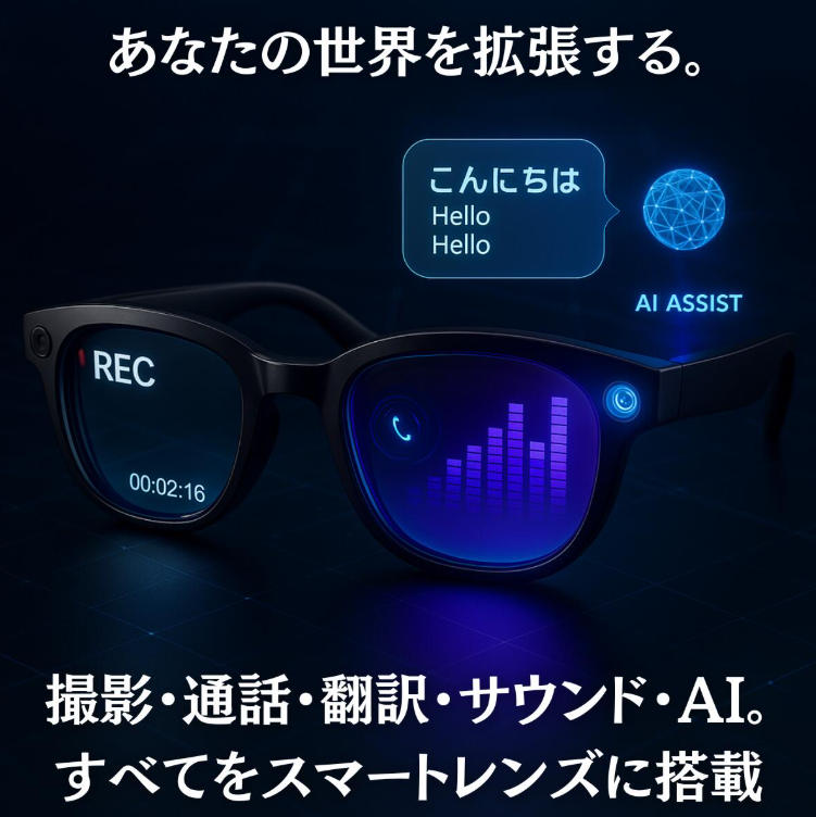 新登場スマートグラス カメラ付き AI検索 AI翻訳 3000万画素画像