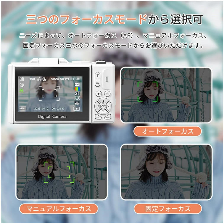 デジカメ デジタルカメラ 4K 5K 7500万画素 wifi対応 デジタルカメラ 5K 自撮り デジカメ 7500万画素 18倍ズーム オート