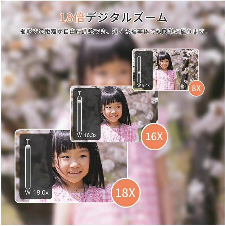 デジタルカメラ 5K 自撮り デジカメ 7500万画素 18倍ズーム オート