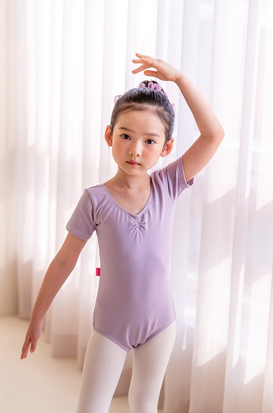 ラベンダー バレエレオタード Sサイズ バレエ レオタード 子供 キッズ 半袖 ラベンダー スカートなし