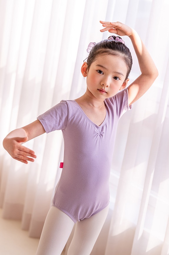 バレエ レオタード 子供 キッズ 半袖 ラベンダー スカートなし