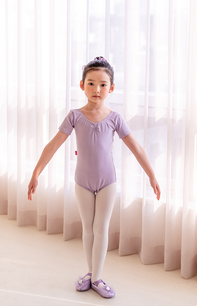 バレエ レオタード 子供 キッズ 半袖 ラベンダー スカートなし