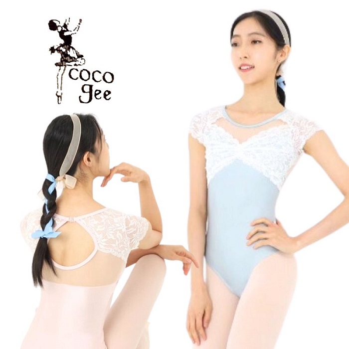 バレエ レオタード 大人 ジュニア 半袖 黒 レース ココジ cocojee | 