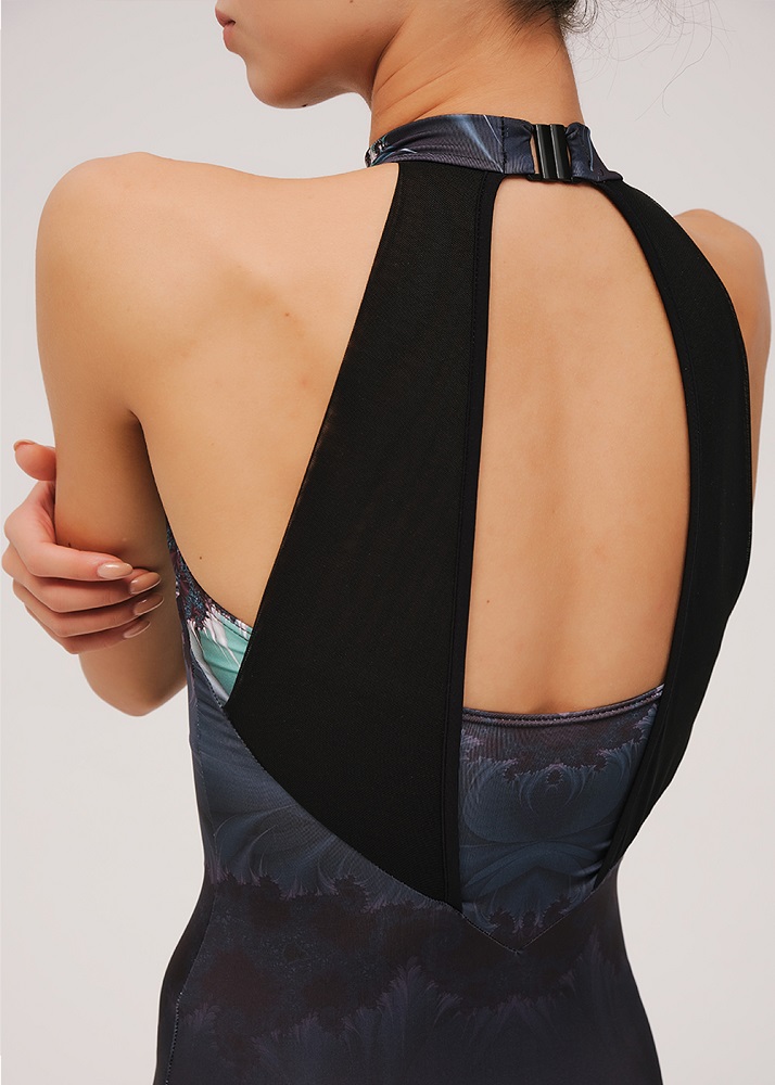 Grishko バレエレオタード 大人用 黒 ホルターネック レース花柄