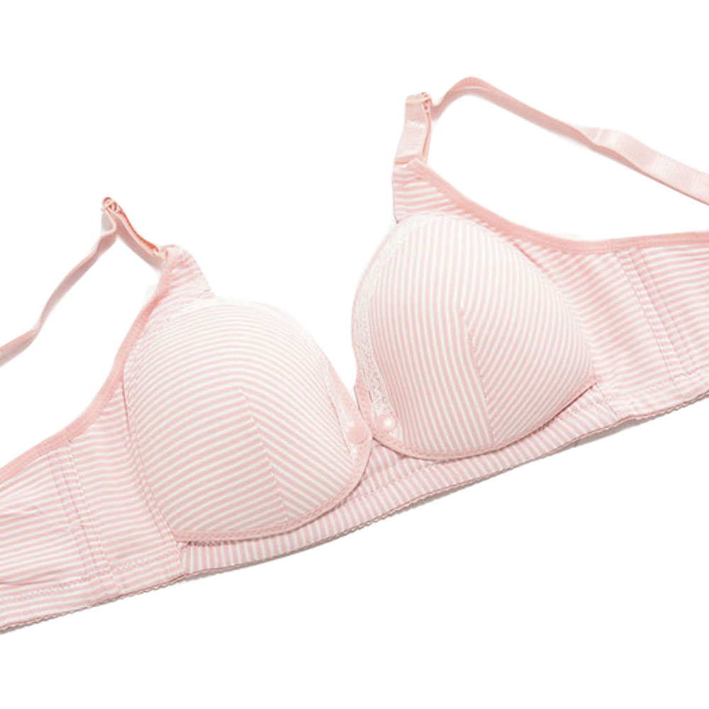 マタニティブラジャー マタニティーブラ 授乳ブラジャー 前あき 前開き スナップボタン 単品 ママ 産前産後 ボーダー柄 インナー 女性下着 ランジェ