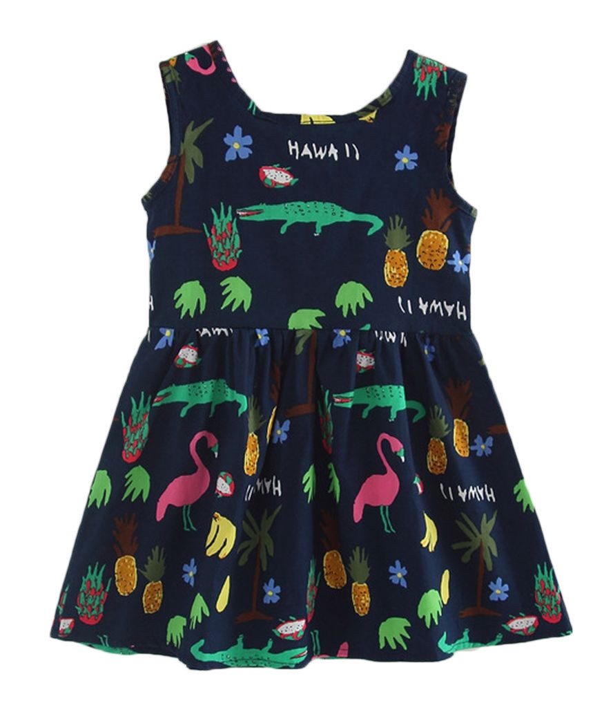 キッズワンピース ワンピース 子供服 キッズ服 ベビー服 ノースリーブ 膝丈 ラウンドネック V字 リボン フレア トロピカル ハワイアン ワニ フラ Top おとりよせ Com 通販 Yahoo ショッピング