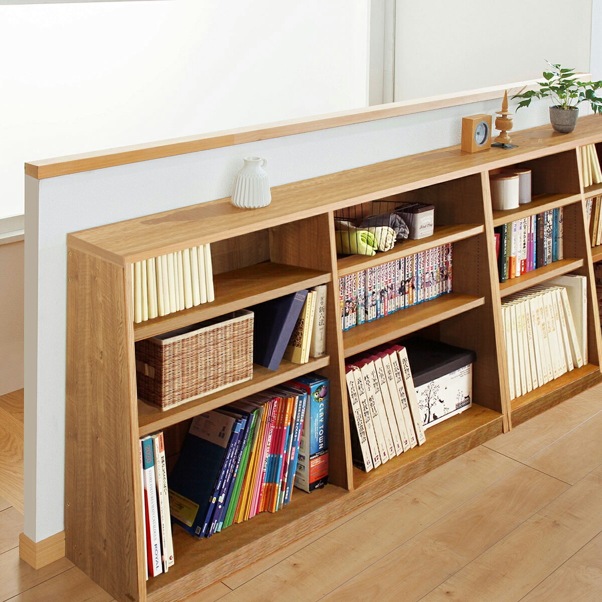 MiHAMAの家具 本棚 大容量 スリム ロータイプ カウンター下 幅90 書棚