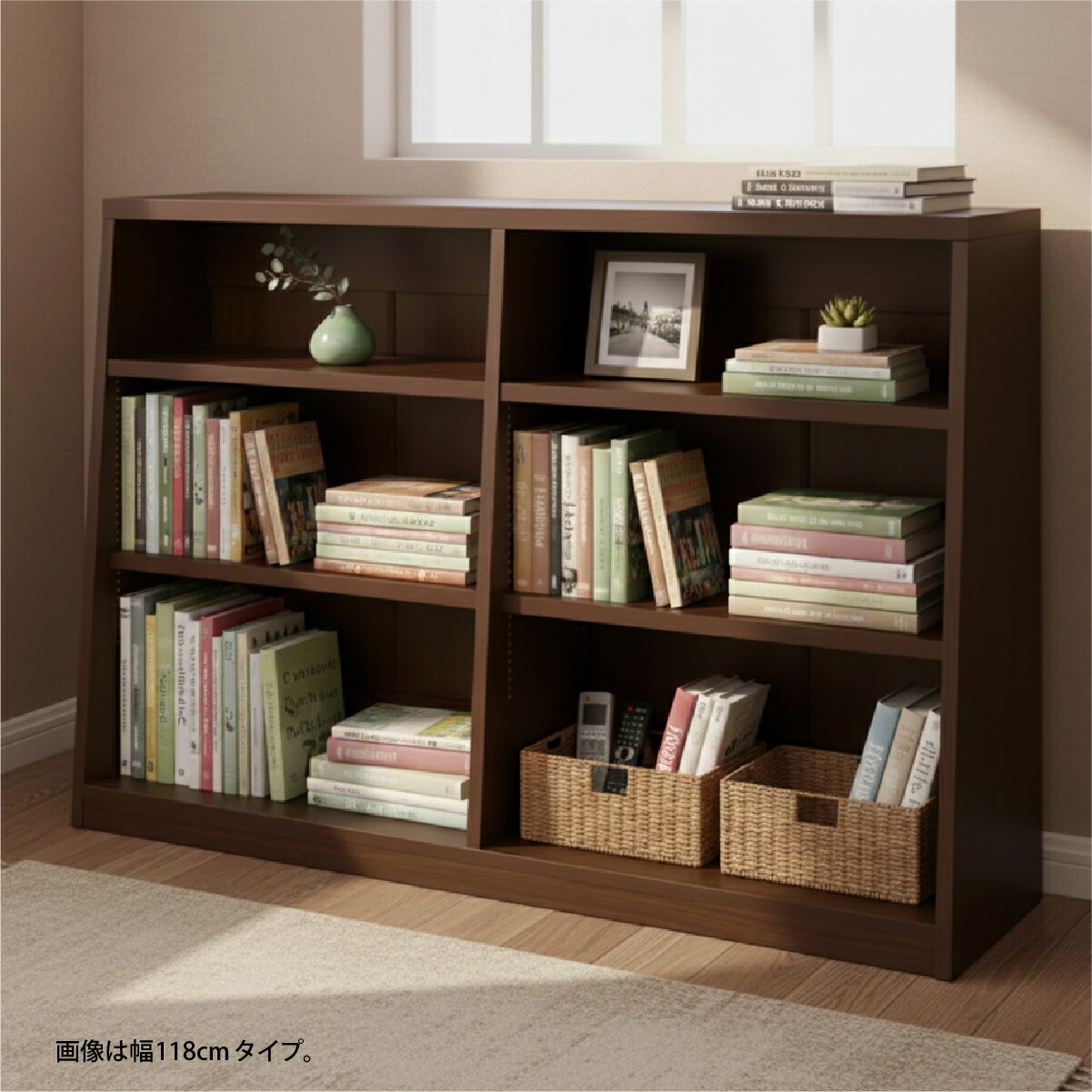 MiHAMAの家具 本棚 大容量 スリム ロータイプ カウンター下 幅90 書棚