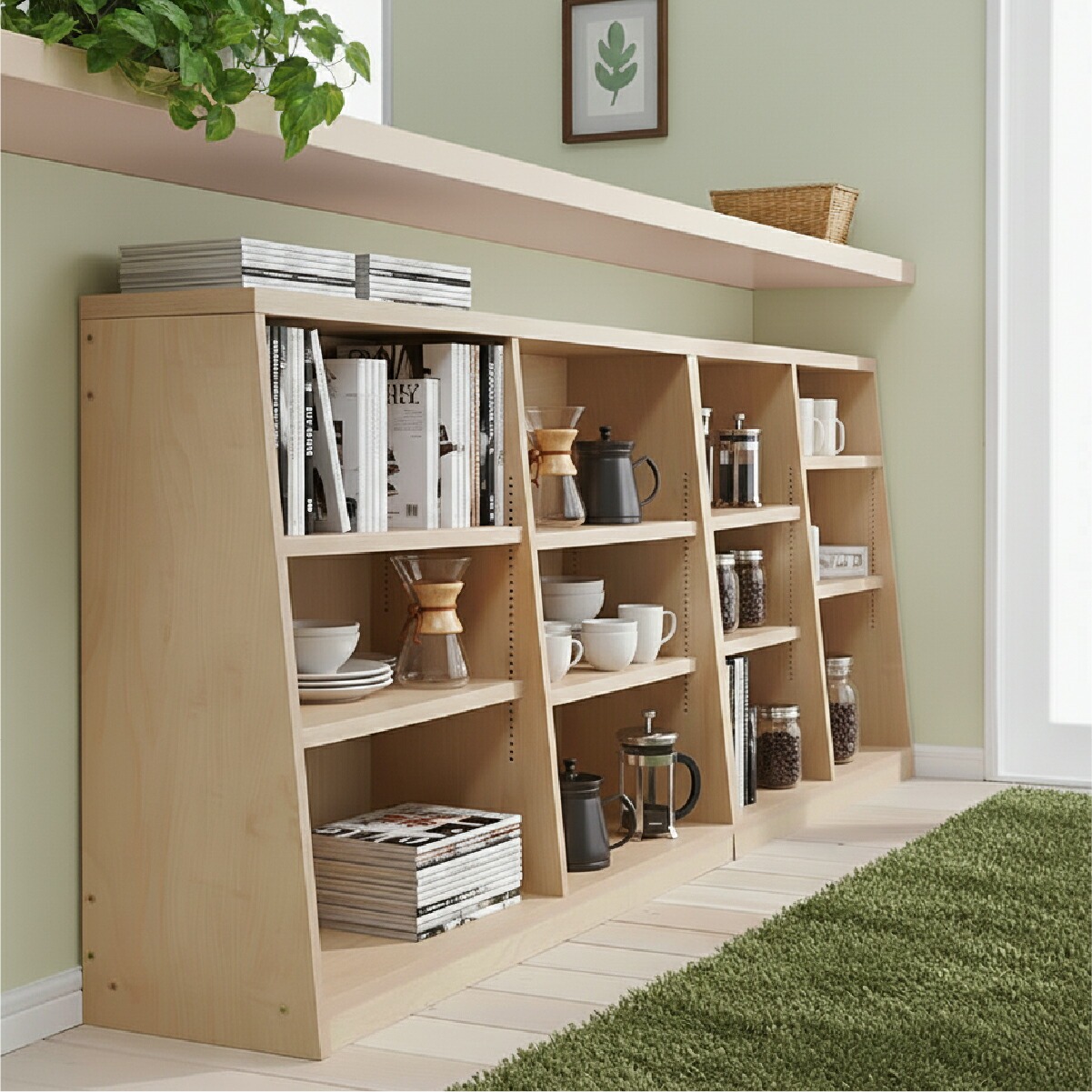 MiHAMAの家具 本棚 大容量 スリム ロータイプ カウンター下 幅150 書棚