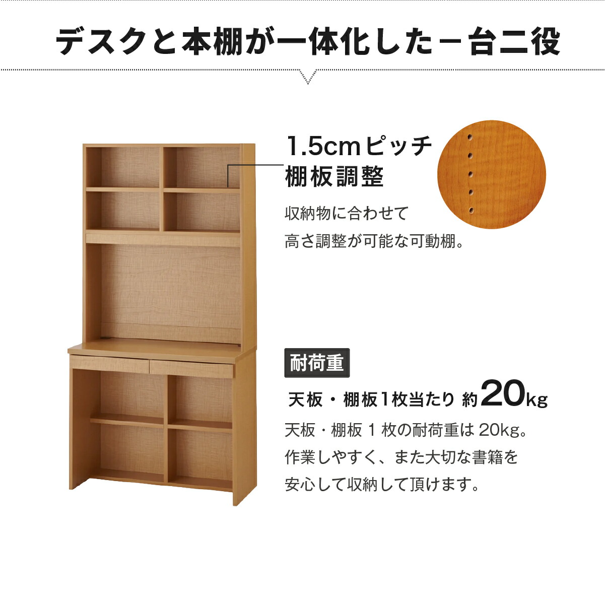 壁面収納 デスク 書棚付 幅90cm 本体 A4 きれいに収まる 学習机 ユニットデスク 本棚 横連結 爆買 関連画像2