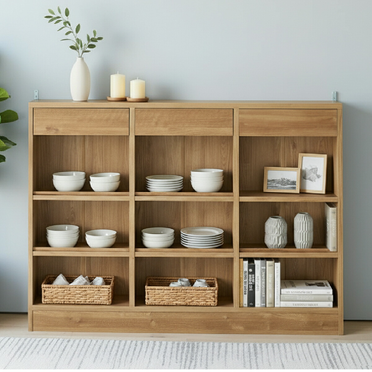 MiHAMAの家具 キッチンラック カウンター下収納 薄型 奥行15.5 幅120cm