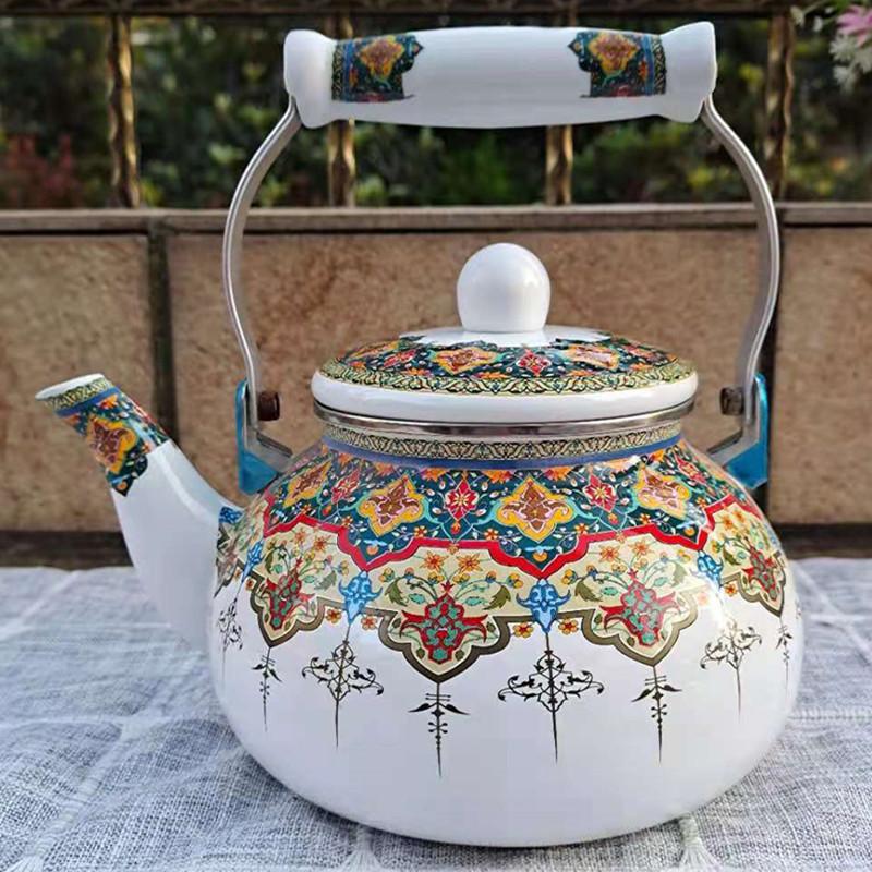 やかん ホーローやかん 2.5L 大容量 ケトル 琺瑯 花柄 バラ 湯沸かし