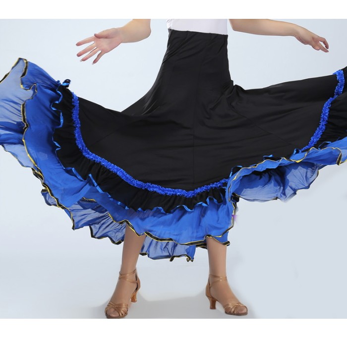 ダンス衣装 スカート【黒×パープル-yo】広がるスカート 社交ダンス 