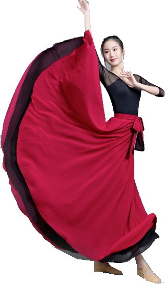 スカート ダンス衣装 ロングスカート リバーシブル 540度 全円 シフォン 社交ダンス コーラス ...