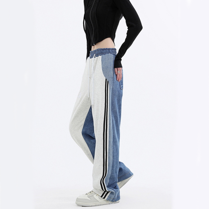 ダンス パンツ【グリーン】細身え デニム調パンツ デニム スウェット