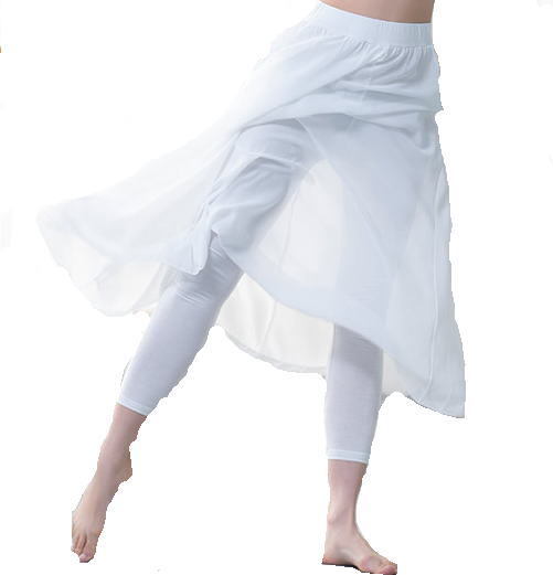 ダンス衣装 スカート付きパンツ(裾レギュラー ) レギンス ダンス パンツ 美脚 体型カバー シフォ...