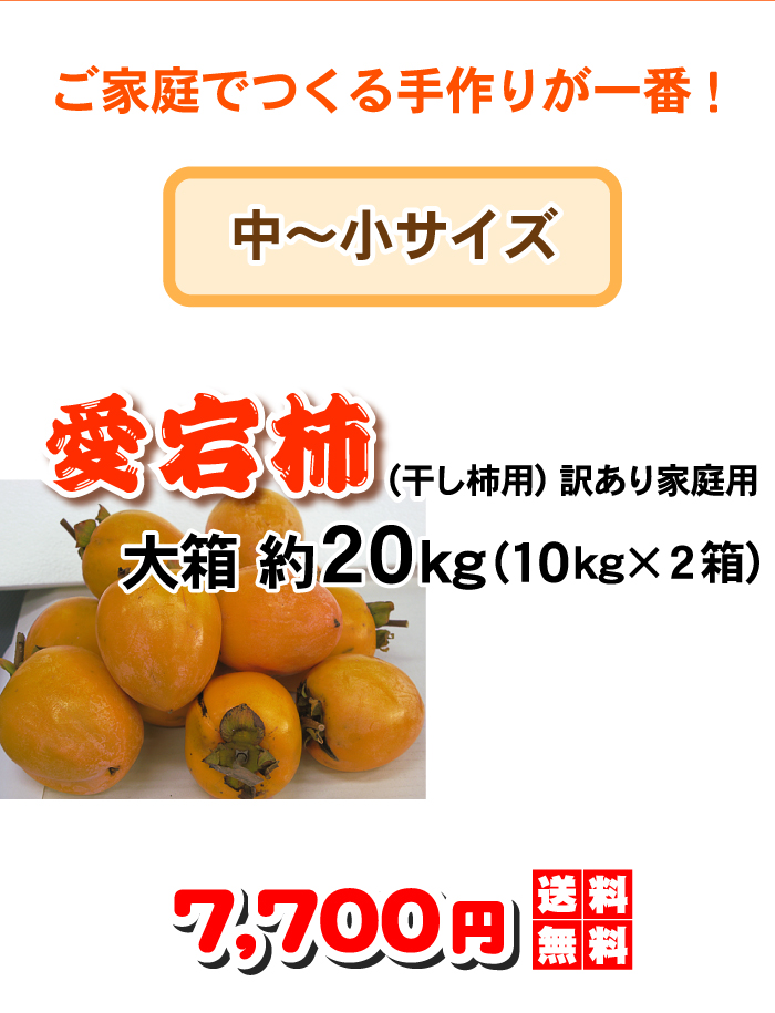 あたご柿 たっぷり20kg（10kgX2箱）で送料無料・愛宕柿（干し柿用