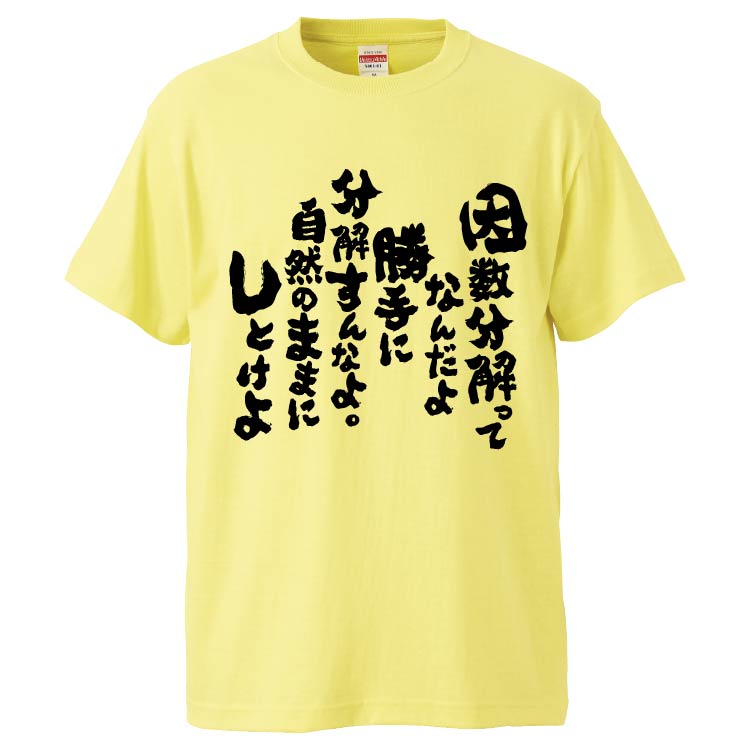 おもしろTシャツ 因数分解ってなんだよ 勝手に分解すんなよ。自然