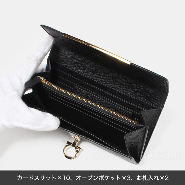 ☆Salvatore Ferragamo☆ GANCINI Continental 長財布 NERO♪-