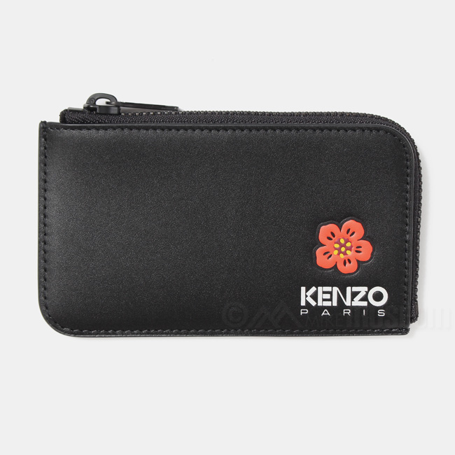 KENZO ケンゾー メンズ フラグメントケース ラウンドジップ BOKE FLOWER レザー カードホルダー FD55PM406L43