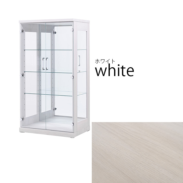 美品！ガラスショーケース 白枠 サイズ約幅42×奥行35×高さ130cm コレクションボード ロータイプ 高さ130cm 幅70cm 奥行き46cm 開