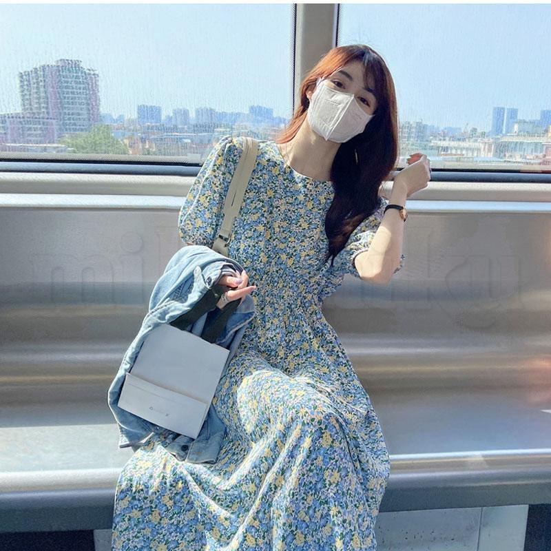 バックレス 花柄 パフスリーブリゾートロングワンピース 4072708 楽天市場】花柄ワンピース スクエアネック パフスリーブ リボン