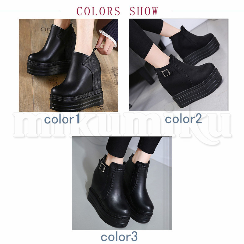 YELLO Sサイズ ショートブーツ インヒール付き 14cm 厚底ブーツ ショートブーツ インヒール ブーツ 秋ブーツ 革靴
