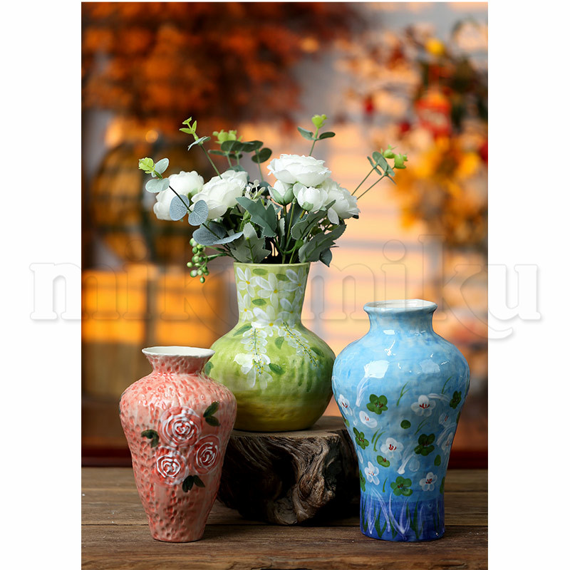 花瓶 フラワーベース チャイナ風 陶器 花入れ 雑貨 花器 アンティーク
