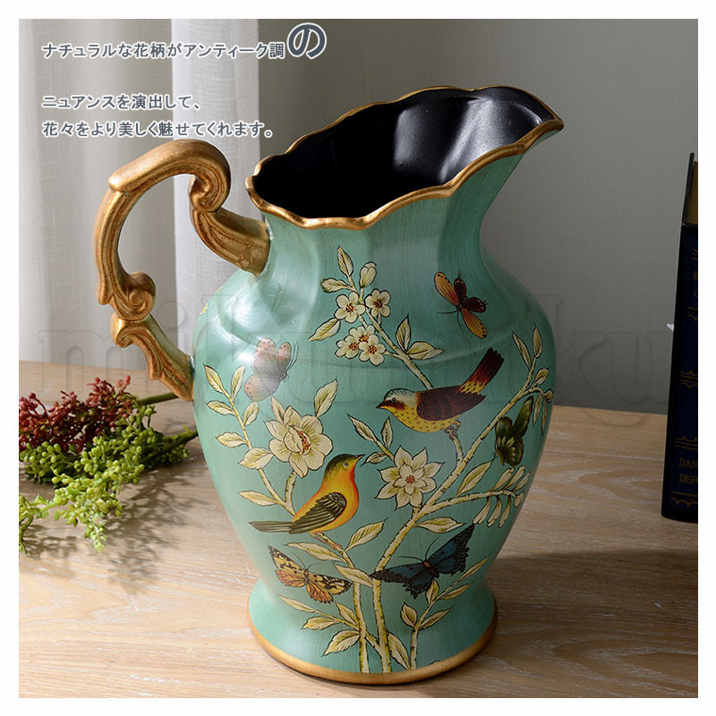 花瓶 フラワーベース 花柄 陶器 花入れ 雑貨 花器 アンティーク雑貨