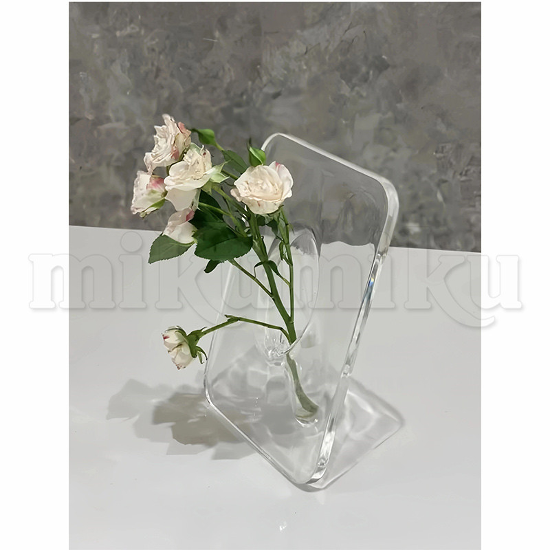 花瓶 フラワーフレーム シンプル 北欧 高級感 ガラス 花入れ 雑貨 花器