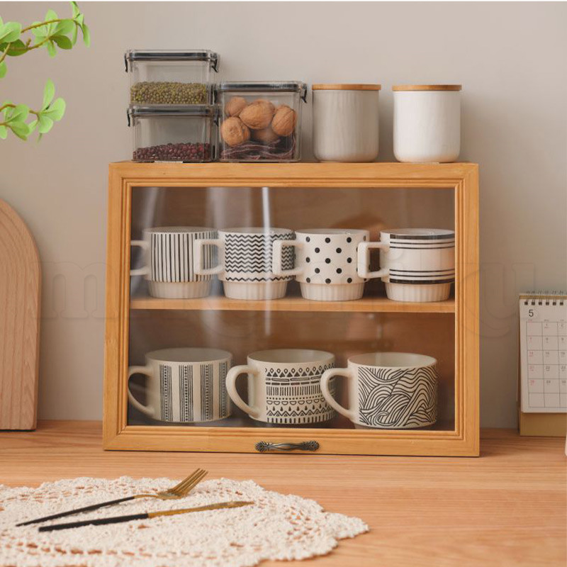 有機ガラスケース アンティーク 卓上 木製 ガラス 2段 ディスプレイ