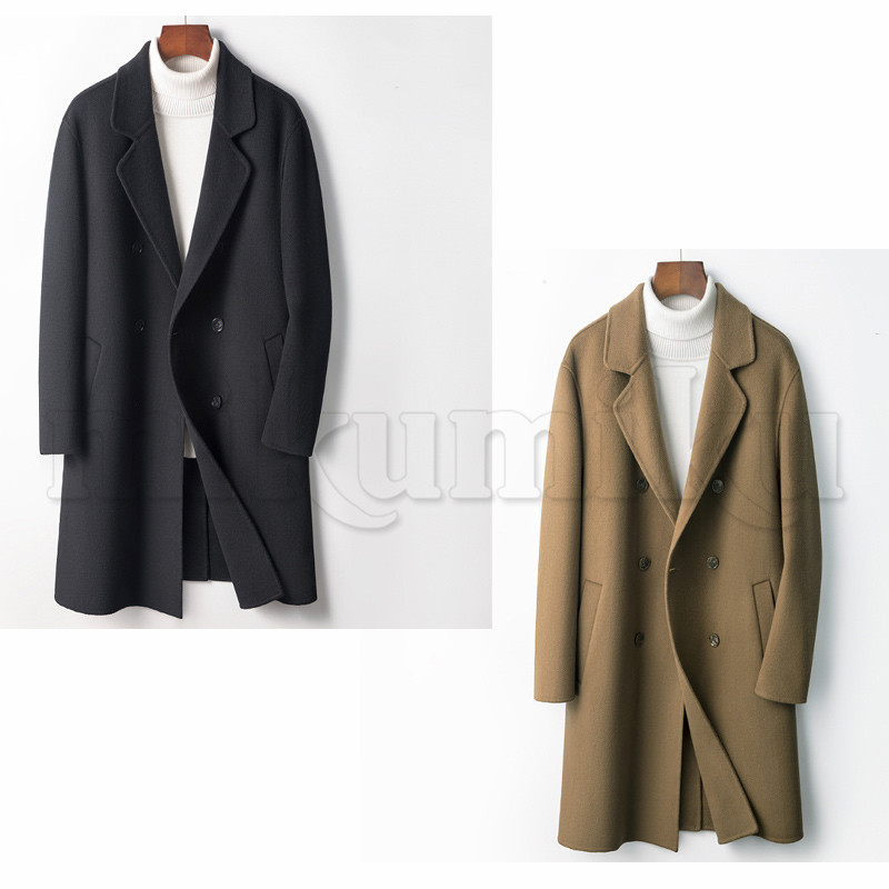 ウール100% チェスターコート ロングコート メンズ ダブルコート 上質