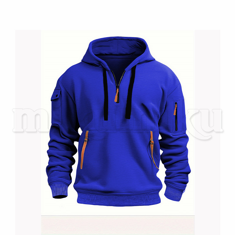 ハーフジップトレーナー フード付き スウェット メンズ ハーフジップ