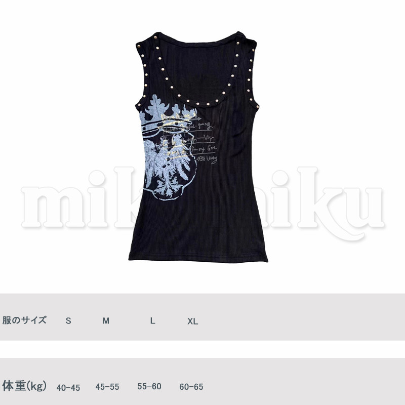 Tシャツ タンクトップ ベスト レトロ ノースリーブ パンク ギャル Y2K