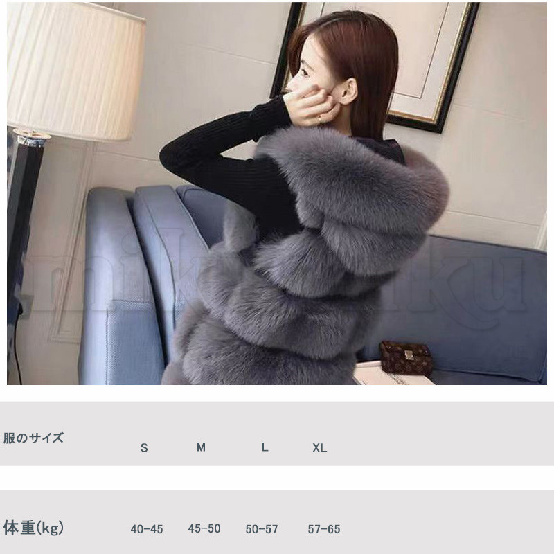 フード付き ファーベスト レディース ベスト 冬用 コート フェイク