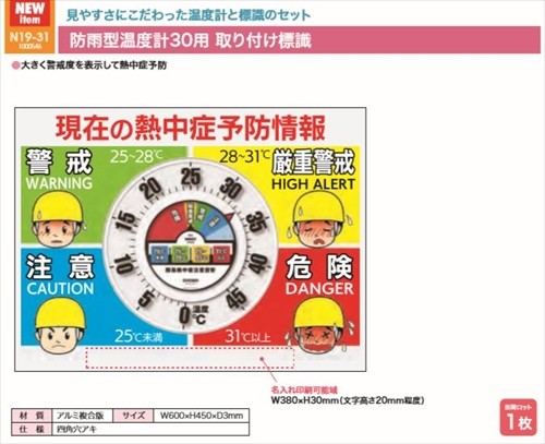 熱中症対策】 防雨型温度計30用取り付け標識 ＜N19-31＞ : 14000044