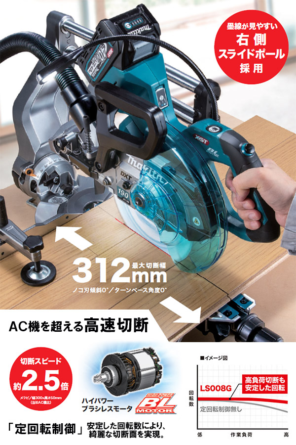 Makita バッテリー式スライドマルノコ 40Vmax LS008GZ 91bXBKJKcFL._UF350,350_QL80_.jpg