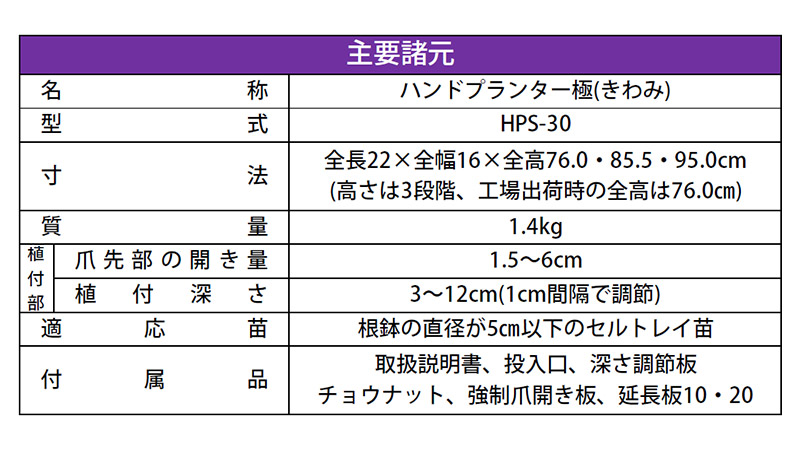 みのる産業 ハンドプランター極(きわみ) HPS-30 【苗移植機 野菜移植機