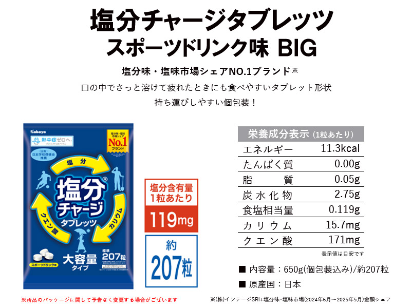 熱中症対策】塩分チャージタブレッツ スポーツドリンク味 BIG ＜N26