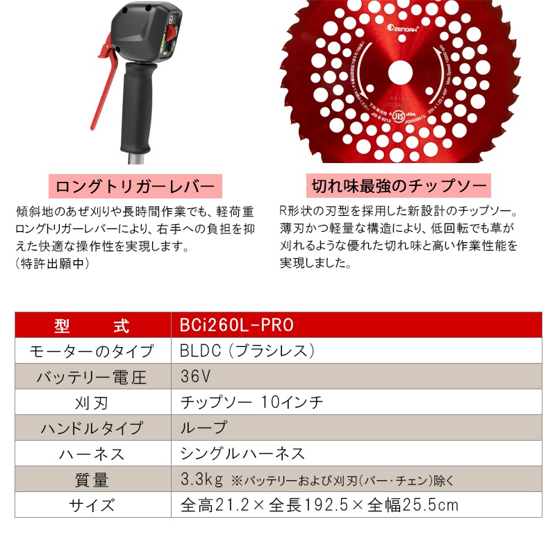 ゼノア(ZENOAH) 36V バッテリー刈払機 ループハンドル 本体のみ